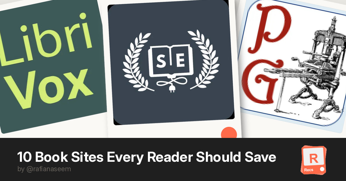 10 Book Sites Every Reader Should Save — a Recs deck
