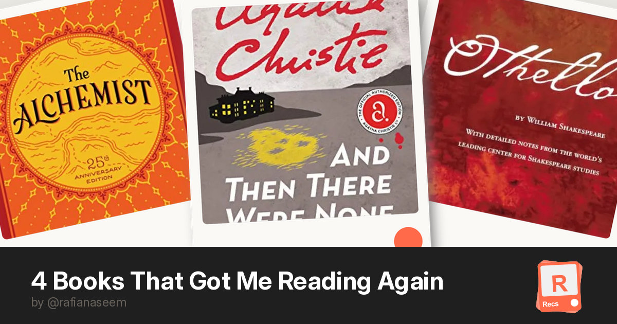 4 Books That Got Me Reading Again — a Recs deck